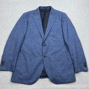 Proper Cloth Sport Coat Mens 44 Regular Blue Wool Linen Stretch Twill Blazer